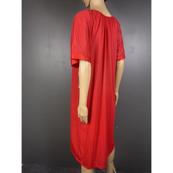 Vintage New Kelly Reed Size Small Red Housecoat Nightgown Nylon Buttons Granny - Picture 5 of 11